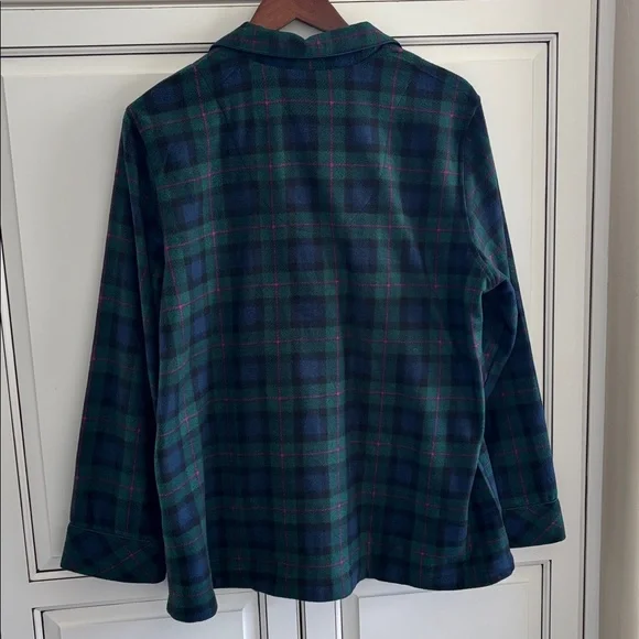Ralph Lauren Black Label Crest Green Plaid Flannel Pajama Lounge Shirt Womens XL - Picture 12 of 12